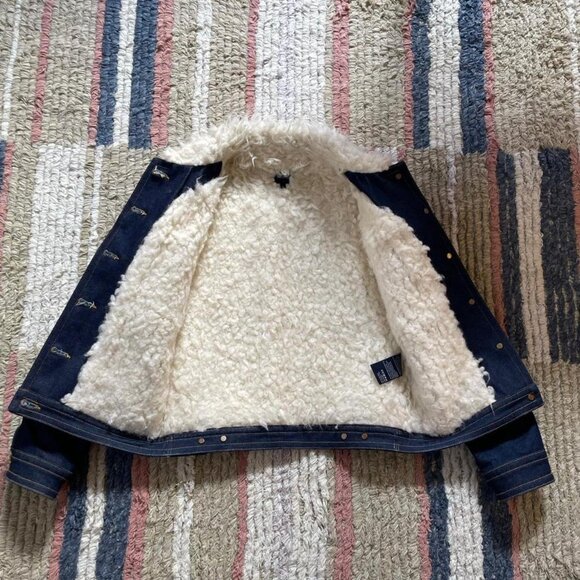 Khaite shearling dark denim jacket - Picture 4 of 8